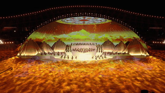 第四届中西藏旅游文化国际博览会开幕式现场舞台投影幕布布置